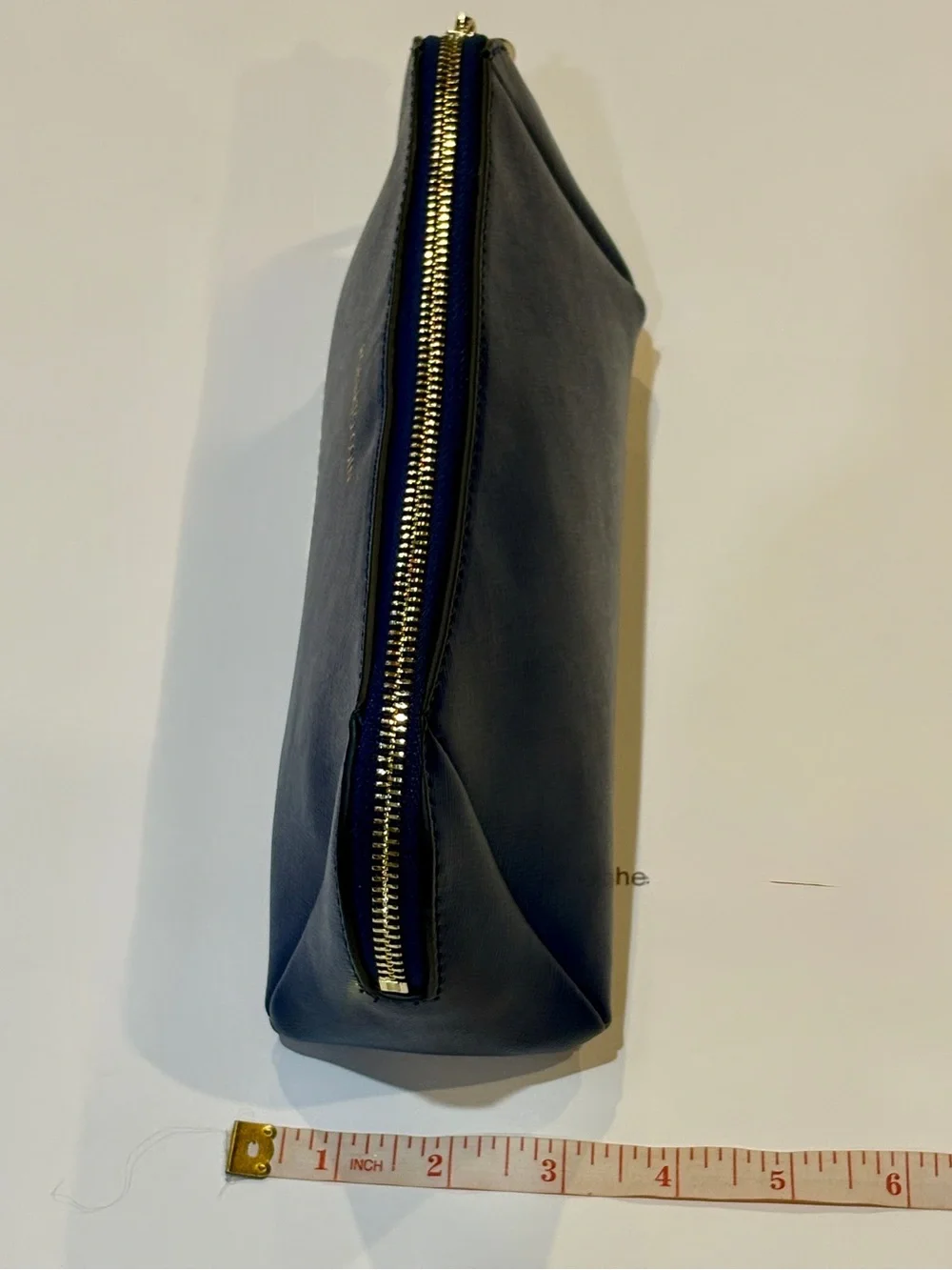 Roberto Coin Blue Saffiano Leather Cosmetic Makeup Travel Pouch Zip Case